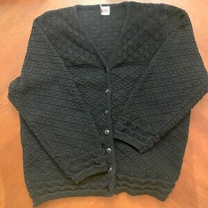 Dark Academia Crochet Cardigan XL Black